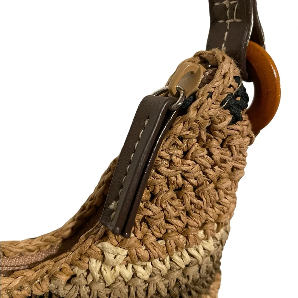 Sonoma Crochet Straw Hobo Purse